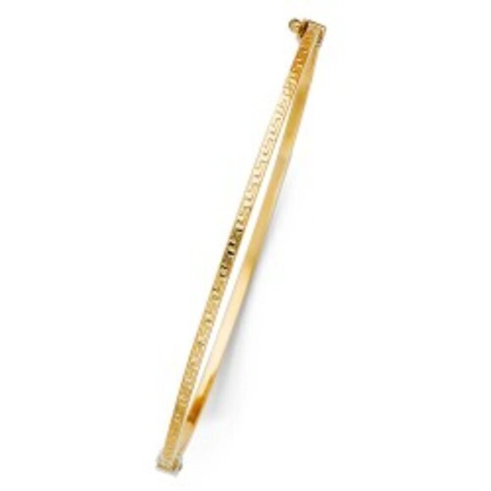 2mm 14K yellow gold Greek Hollow Bangle  7.5"